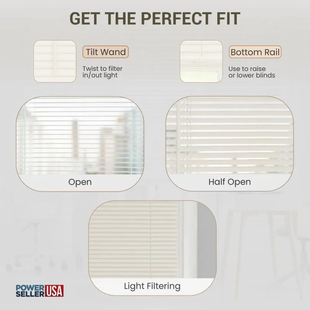 PowerSellerUSA Cordless Window Blinds, Privacy & Light Filtering 1
